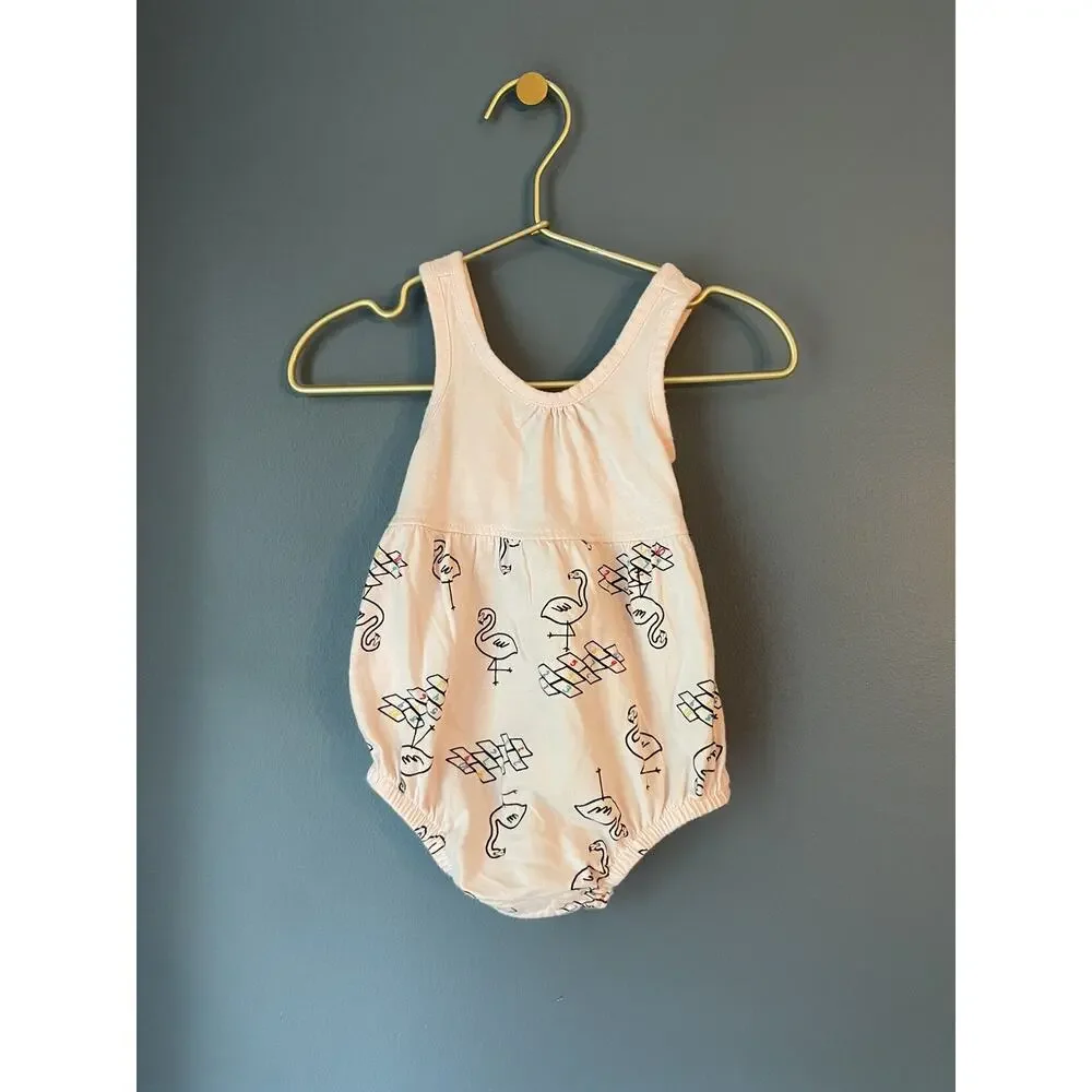Hanna Andersson Hopscotch Flamingo Bubble Romper‎